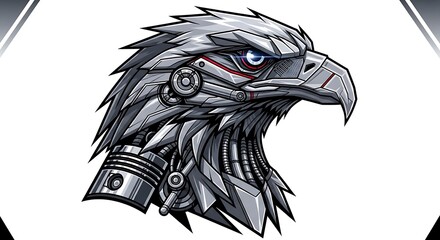 Cybernetic Eagle Head - A Fusion of Nature and Technology.