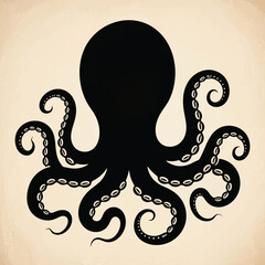 Octopus Silhouette Illustrator Artwork Banner Background Design Template 