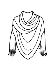 Winter Shawl Line Art Vector