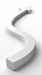 Curved White Arrow on Minimal White Background – Direction and Growth Concept