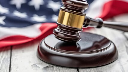 American flag wooden gavel justice law courtroom judge legal decision verdict authority respect judicial gavel wooden hammer court legal concept - Powered by Adobe