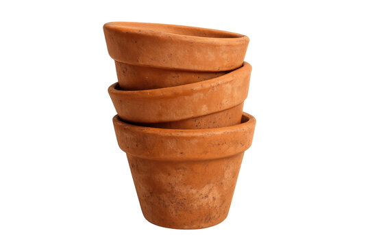 Terracotta flower pots stacking empty gardening items - Powered by Adobe