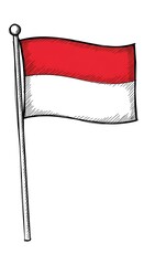 Waving Indonesian Flag Illustration - National Symbol of Indonesia.