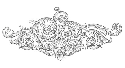 Elaborate Baroque Scrollwork Ornament Vector.
