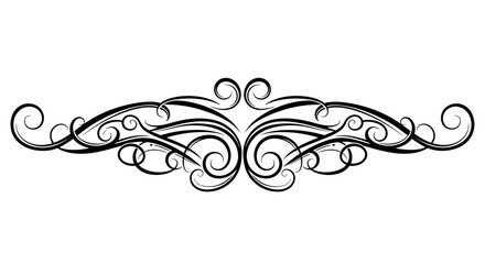Elegant black ornamental flourish with swirls and curves.