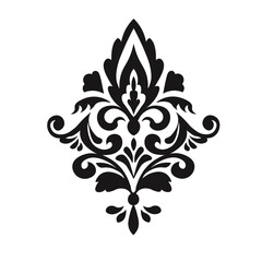 Ornamental Floral Design A classic black and white floral design element featuring elegant, curved leaves and intricate detailing. Perfect for use in decorative borders, logos