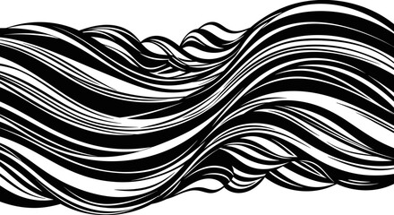 Abstract Black and White Wavy Lines Pattern.