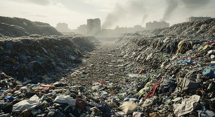 Mountain large garbage pile and pollution,Pile of stink and toxic residue,These garbage come from urban and industrial areas can not get rid of, Consumer society Cause massive waste .