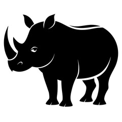 Fototapeta premium Black rhinoceros silhouette, a powerful and iconic african mammal, isolated on a