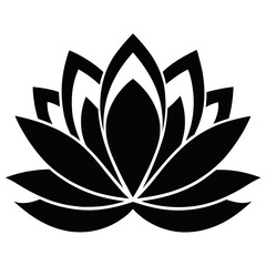 An elegant black lotus blossom graphic, embodying tranquility and renewal, isolated on a crisp, perfect for wellness and spa branding