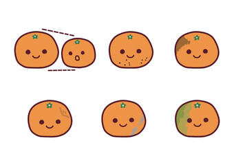 規格外のみかんのかわいいイラストセット