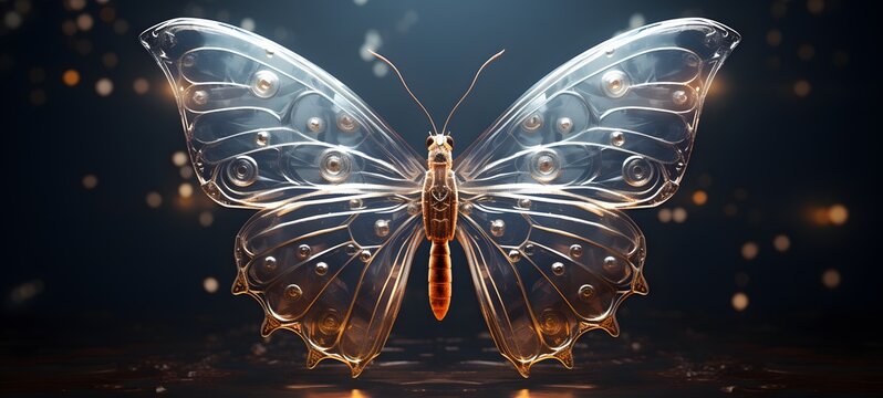 butterfly Wireframe , photorealistic, cinematic, watercolor gouache on textured paper,,generative AI