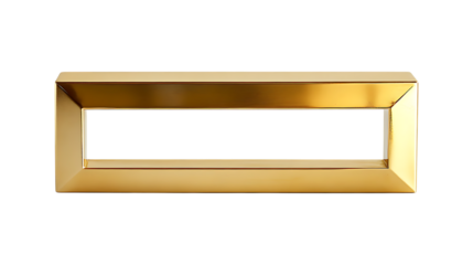 Polished gold rectangular isolated on transparent background