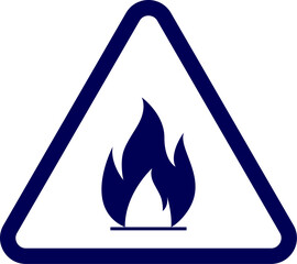 fire sign on a white background. Flammable Hazard Sign silhouette vector. A yellow flammable warning sign with black triangle and flame symbol. 