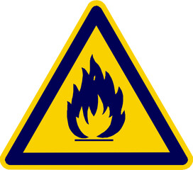Fire warning sign. Flammable Warning Sign. Caution flammable hazard triangle sign. Warning symbol for flammable materials fire flame. 