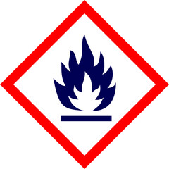 Fire danger sign. Flammable Hazard Symbol. Flammable Warning Sign for Labelling of Chemicals. Flammable Materials Warning Sign. pictogram, sign, label, alert, chemical, industry. 