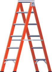 Vector of ladder isolated on white. Aluminum folding ladder. stair design for domestic and construction needs. Realistic metal ladders. Step ladder and stair cases for household. 