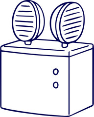 Rechargeable Emergency fog Light outline vector illustration. Line art vector of Emergency fog Light. Icon of Rechargeable Emergency fog Light. Emergency Light bulb Vector icon