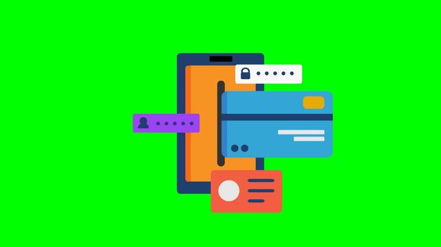 Animation 2d of mobile security and payment protection concept