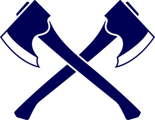 Two cross Axe silhouette vector. Two cross Fire Axe. Two crossed black axes with sharp, curved blades and long wooden handles. Crossed axes silhouette. 