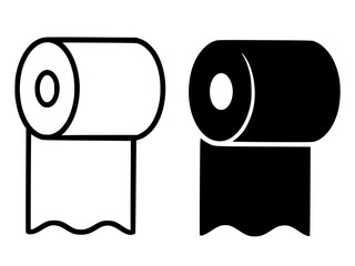 Minimalist icon, tissue roll vector, black and white, outline and silhouette