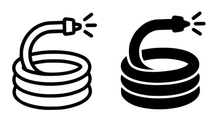 Minimalist icon, hose vector, black and white, outline and silhouette