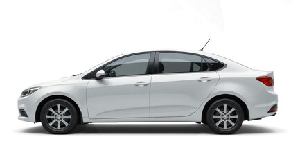 White Sedan Side View Mockup &mdash; on transparent png Background