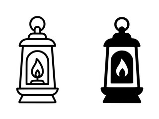 Minimalist icon, lantern vector, black and white, outline and silhouette