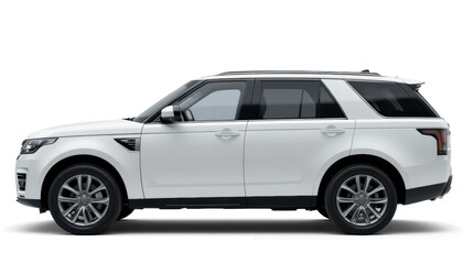 White SUV Side View Mockup — on transparent png Background