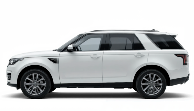 White SUV Side View Mockup — on transparent png Background