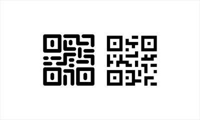 Barcode and QR Code Icons Collection in Black and White. Modern Scan and Payment Symbols Set