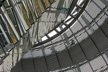 Interior details of the glass Reichstag in Berlin, the seat of the German parliament