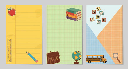 Colorful and educational back to school background illustration collection