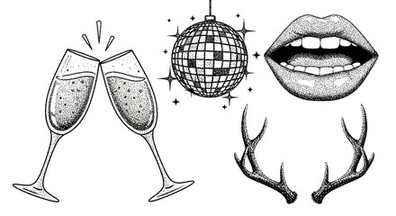 Elegant celebratory drawing with festive elements and unique artistic expressions