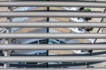 Metal fencing on the modern glass Reichstag building in Berlin