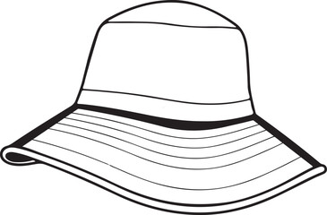 Wide Brim Summer Sun Hat Outline Icon. Beachwear, vacation, and fashion accessory graphic