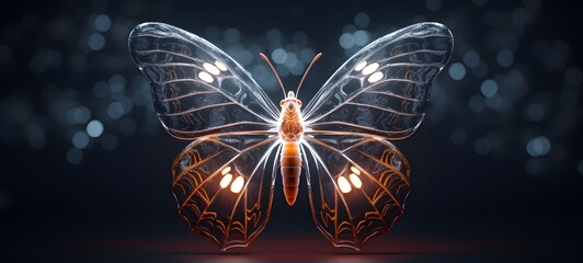 butterfly Wireframe , photorealistic, cinematic, watercolor gouache on textured paper,,generative AI