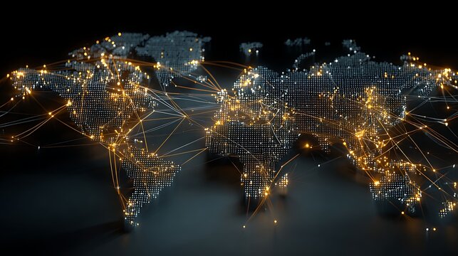 Blockchain networks show the global transaction lines.