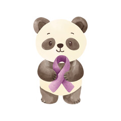 Cute Animals Holding Purple Ribbons