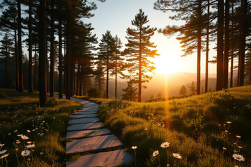 sunrise in the forest