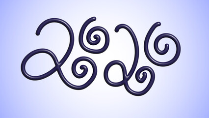 Elegant swirling monochrome lines forming artistic ornamental new year design