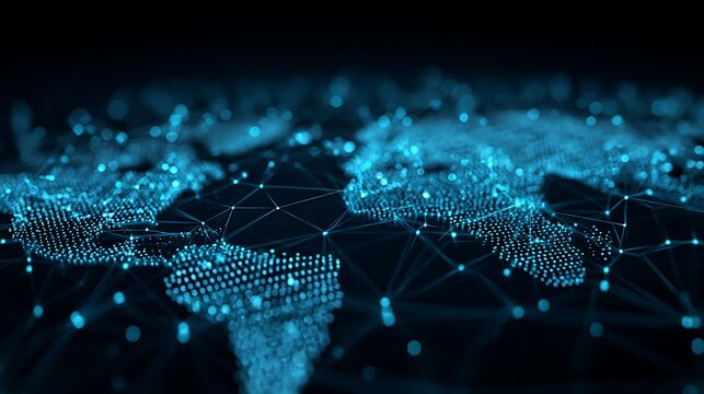 Cross-border fintech grid network: A world map represents a connected financial system