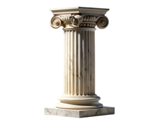 Ancient ionic column standing tall against a dark background