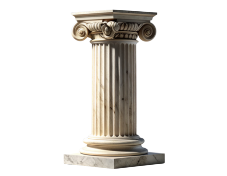 Ancient ionic column standing tall against a dark background