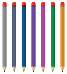Colorful pencil drawings isolated on white background.