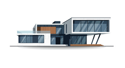 Modern Architectural Marvel: A Detailed Vector Illustration of a Contemporary Home Design
