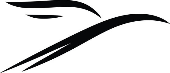 Abstract black brush stroke design resembling a bird in flight