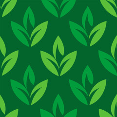 A nice seamless pattern with dark green leaves background. 
