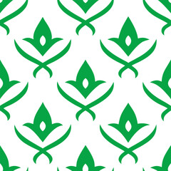 Beautiful seamless green pattern line art on white background.