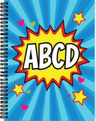 Fototapeta premium Comic Style ABCD Notebook Cover Set